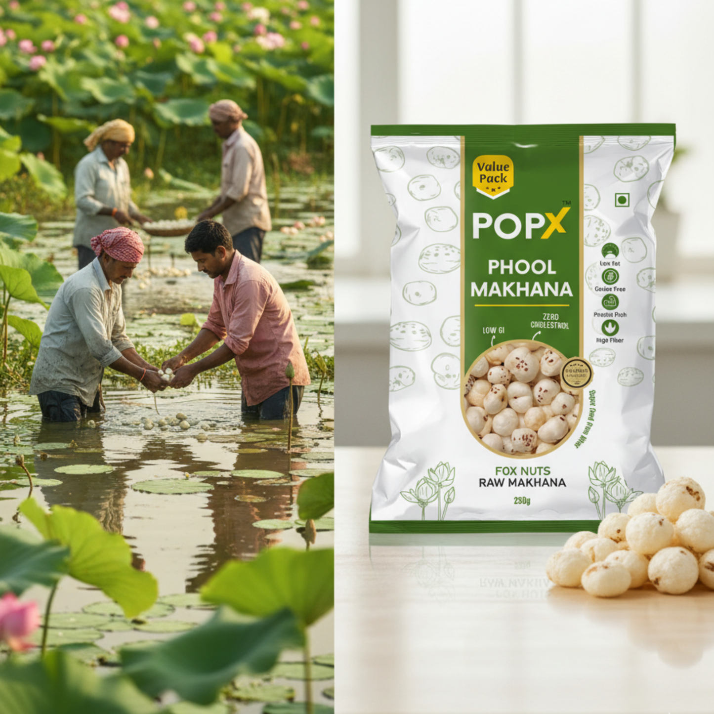 POPX Premium Phool Makhana (Value Pack of 4 | 1KG)