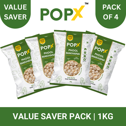 POPX Premium Phool Makhana (Value Pack of 4 | 1KG)
