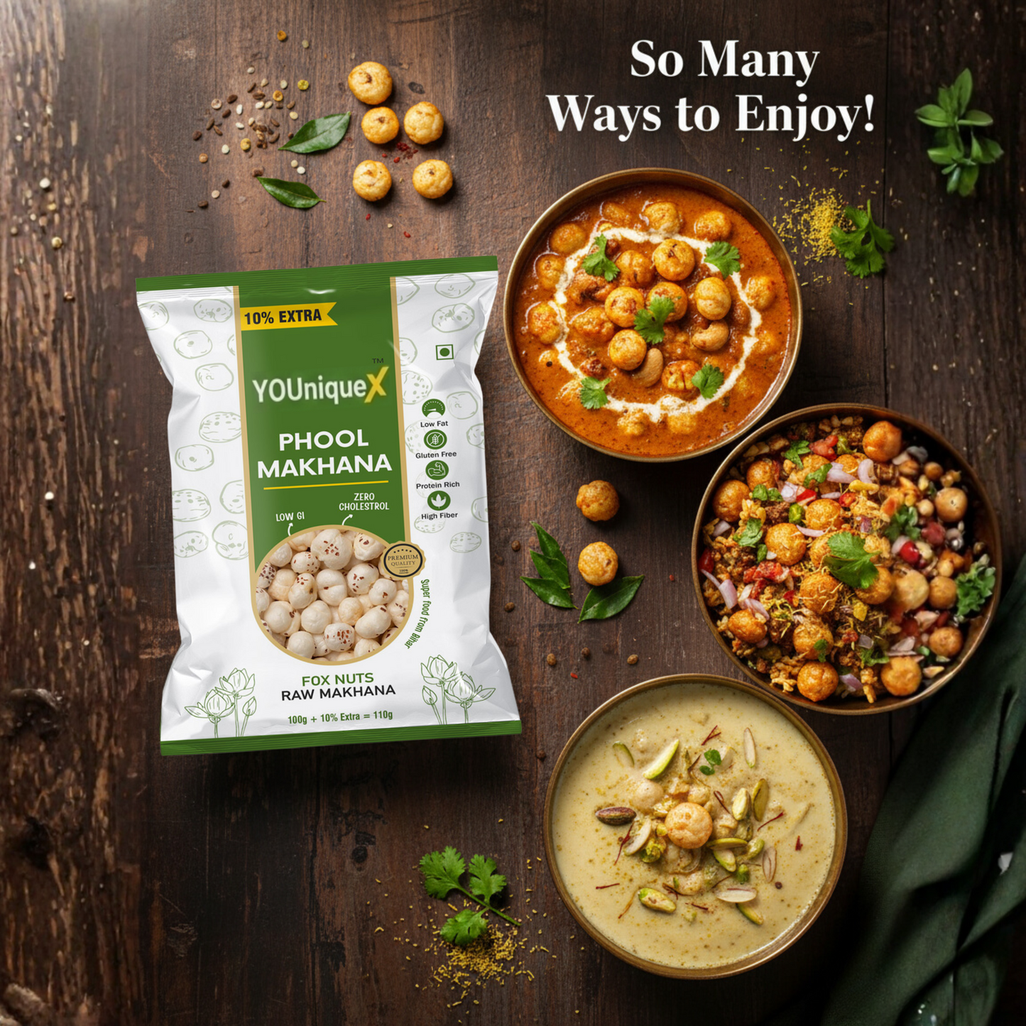 YOUniqueX Premium Phool Makhana (Family Combo Pack of 5 | 600g)