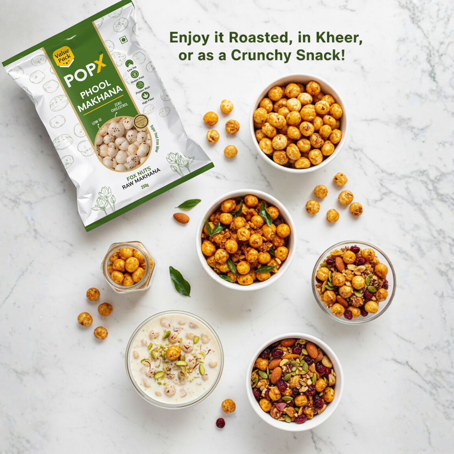 POPX Premium Phool Makhana (Value Pack of 4 | 1KG)