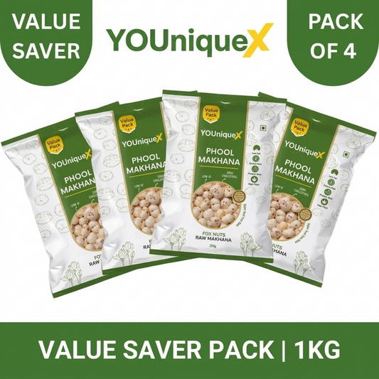 YOUniqueX Premium Phool Makhana (Value Pack of 4 | 1KG)